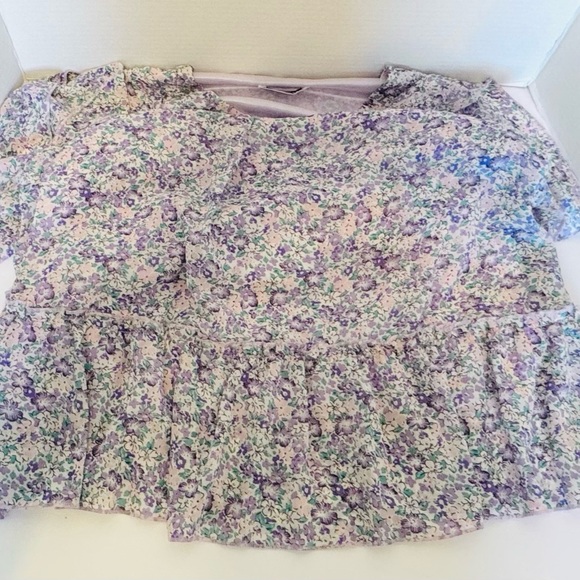 Manydress Lavender Floral Print Casual Mini Boho Ruffle Swing Dress Lined Medium - Picture 14 of 16